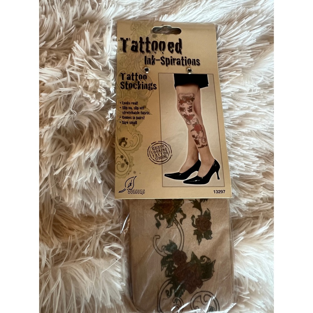 Seasons Tattoo Stockings Small Nude Red Rose Floral Ink-Spiration Temporary Tats